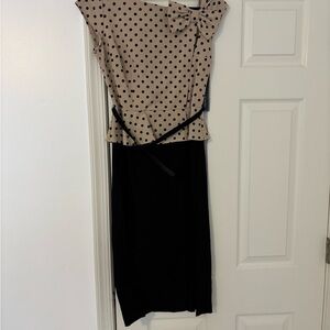 Stop staring Polka Dot Black and Tan Dress
